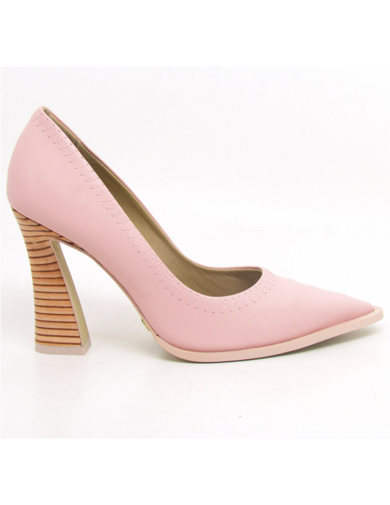 Escarpins Pointus Semelle Large Et Talons De Forme Cuir Rose Pastel Cm