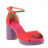 sandales compensées talons ronds et surpiqures cuir violet et rouge 08 cm