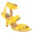 sandales à talons 3 brides décor boucle cuir réptile jaune 09 cm