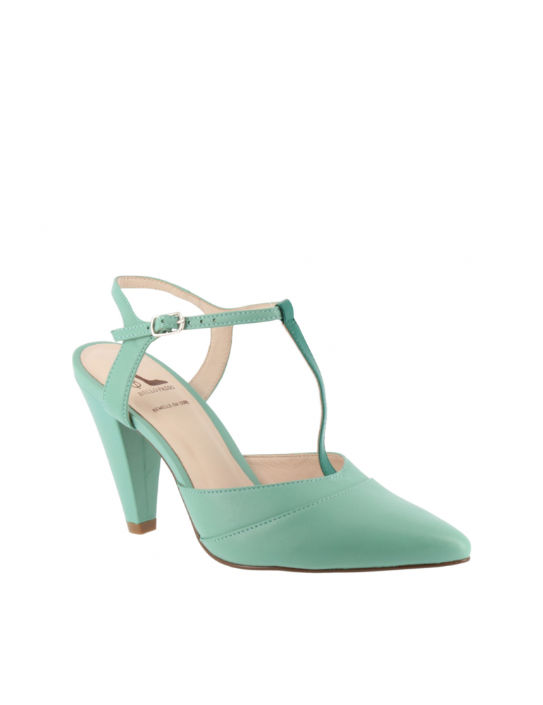 salom talons c niques cuir vert 09 cm